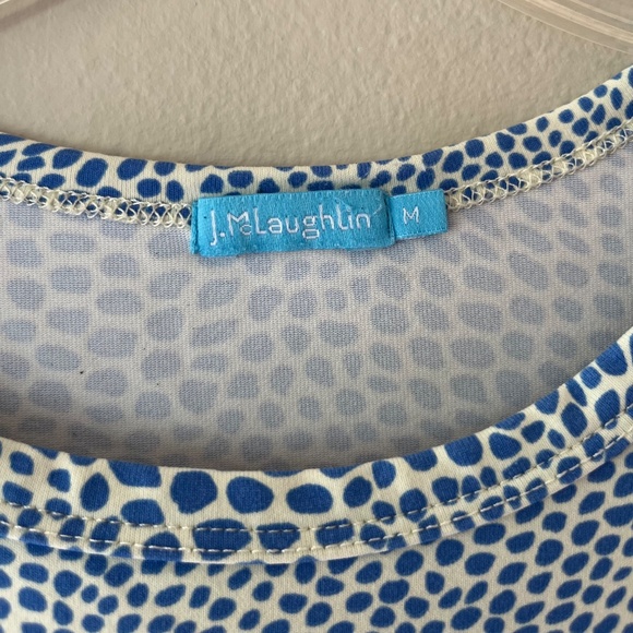 J.McLaughlin Catalina Blouse Blue Stretch Elbow Sleeves Top Shirt Sz M - Picture 2 of 4